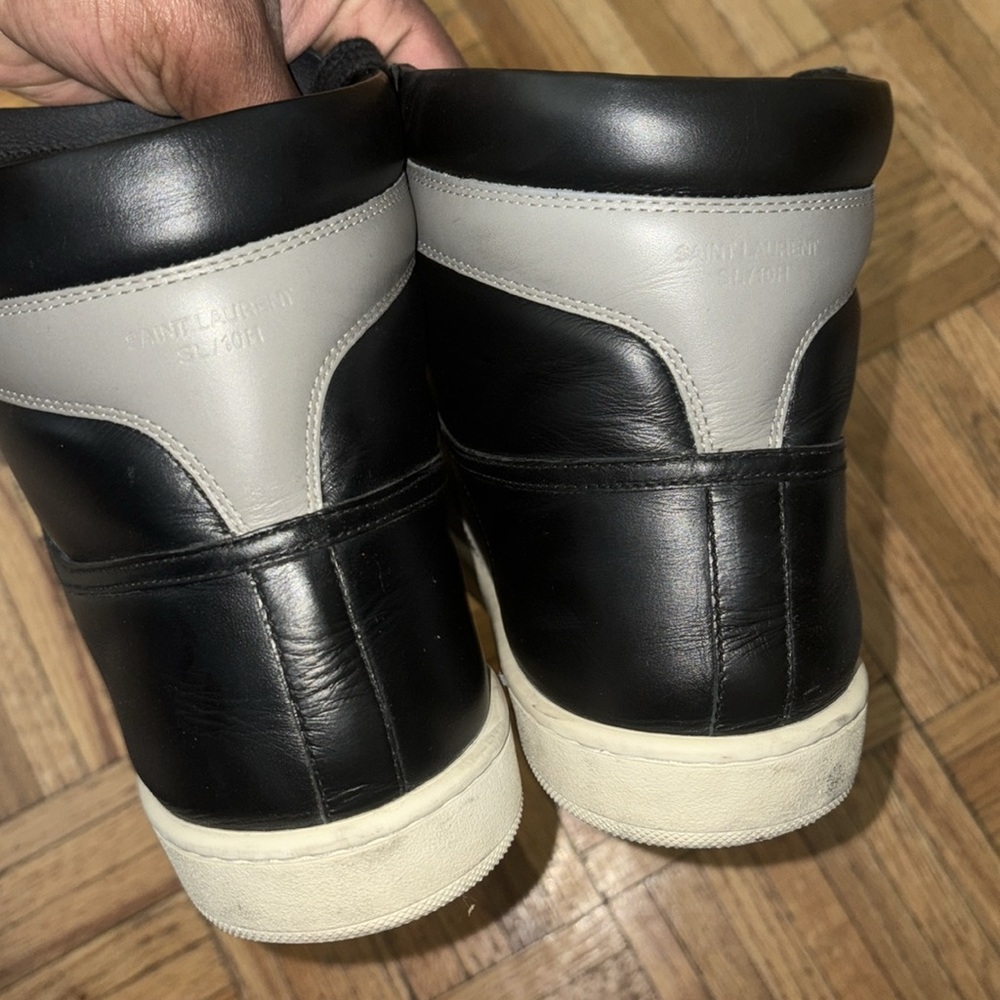 Saint Laurent Black and Gray High-Top Sneakers - Picture 9 of 14